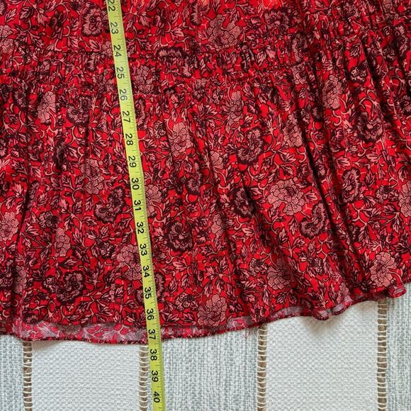 Ulla Johnson Hana Red Floral Mockneck Short Flutter Mini Dress Women’s Size 10 - Picture 6 of 12